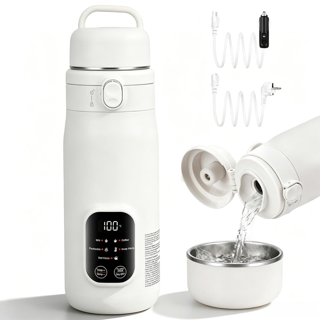 Elektrischer Reisewasserkocher Klein, 500ML Mini Wasserkocher 316 Edelstahl, 8 Sekunden Schnellheizu