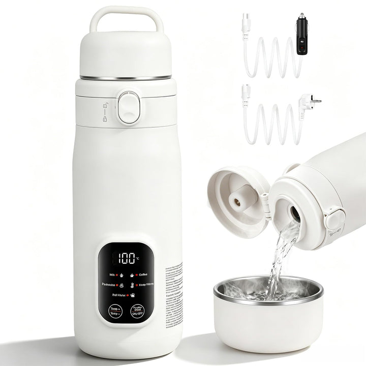 Elektrischer Reisewasserkocher Klein, 500ML Mini Wasserkocher 316 Edelstahl, 8 Sekunden Schnellheizu