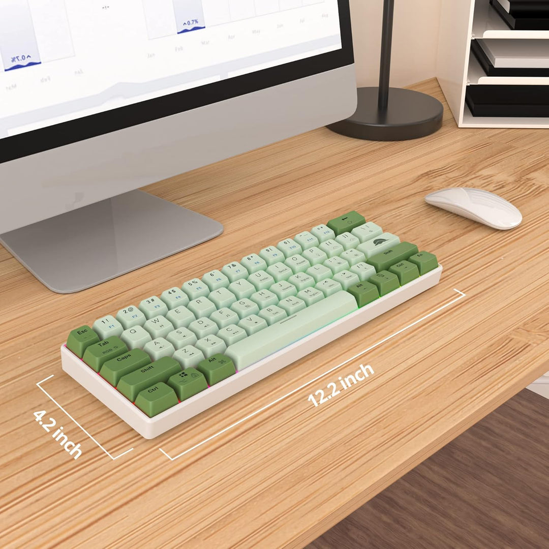 Fogruaden Matcha 60% mechanische Gaming-Tastatur, USB-C, 61 Tasten, RGB-Hintergrundbeleuchtung, rote