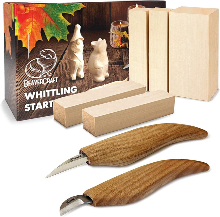 BeaverCraft Holzschnitzset S16 - Schnitzwerkzeugset - Schnitzmesserset für Anfänger - Holzschnitzmes