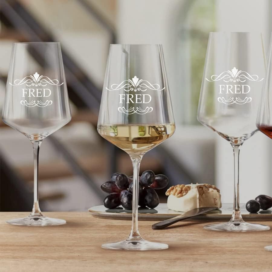 4-TLG Wein Geschenkset mit Wunschgravur - Motiv Ornament - personalisiert - 2X Leonardo Weissweinglä