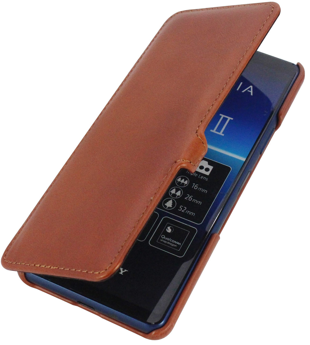 STILGUT Book Case kompatibel mit Sony Xperia 10 II Hülle aus Leder mit Clip-Verschluss, Lederhülle,