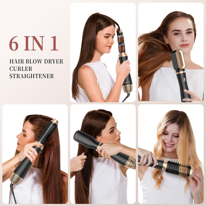 OKWRAP Hair Styler Set Airstyler 6 In 1 Mit Rundbürstenföhn Haarstyler Warmluftbürste Thermal Brush