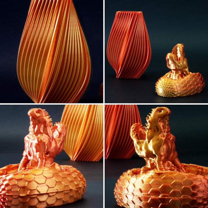 2-Farb Silk PLA Filament 1.75mm 1KG Gold Kupfer, Hochglänzende Oberfläche, Nahtlose Farbübergänge, S