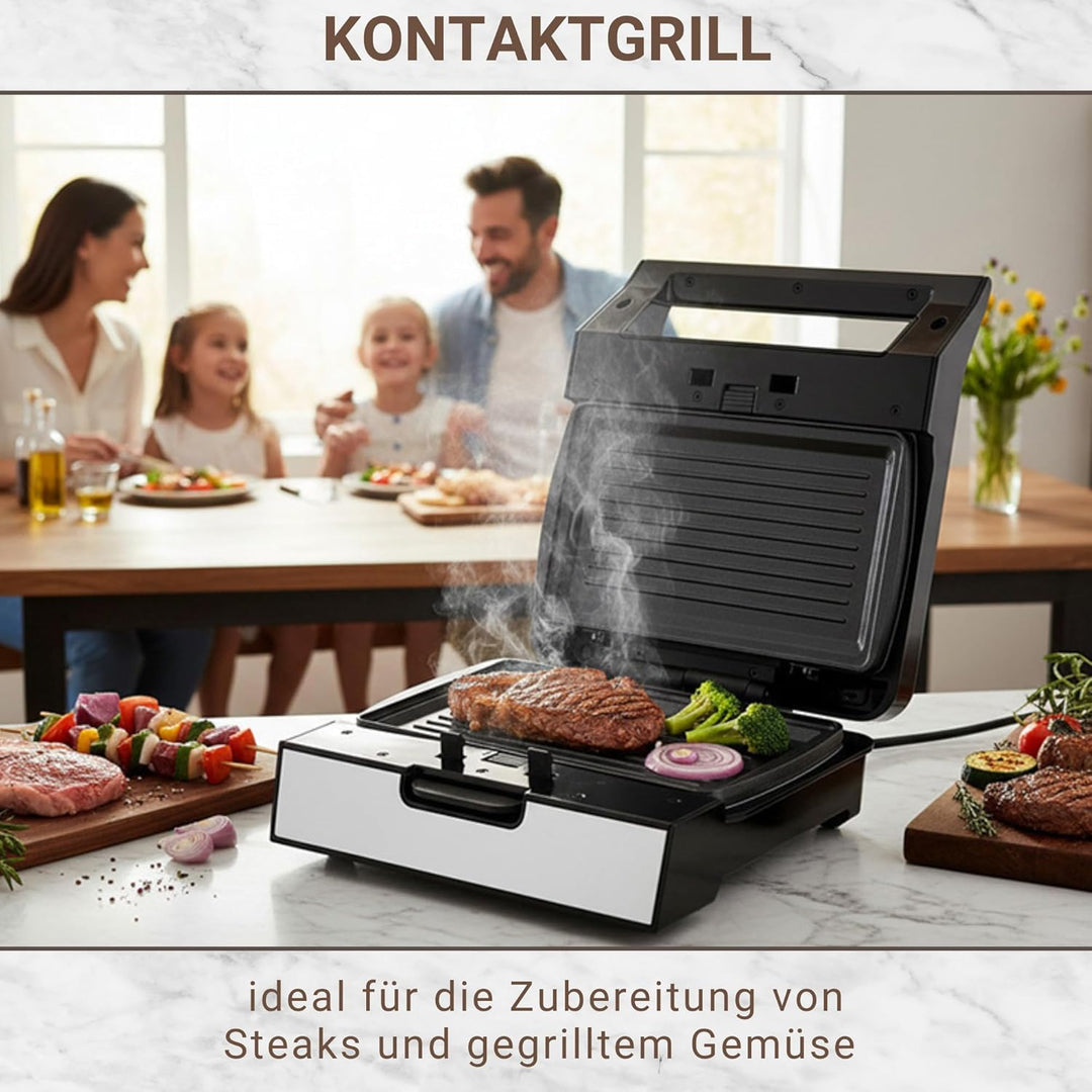 Syntrox Germany MM-1400W-Gusto-Grill Kontaktgrill mit wechselbaren, spülmaschinengeeigneten Platten