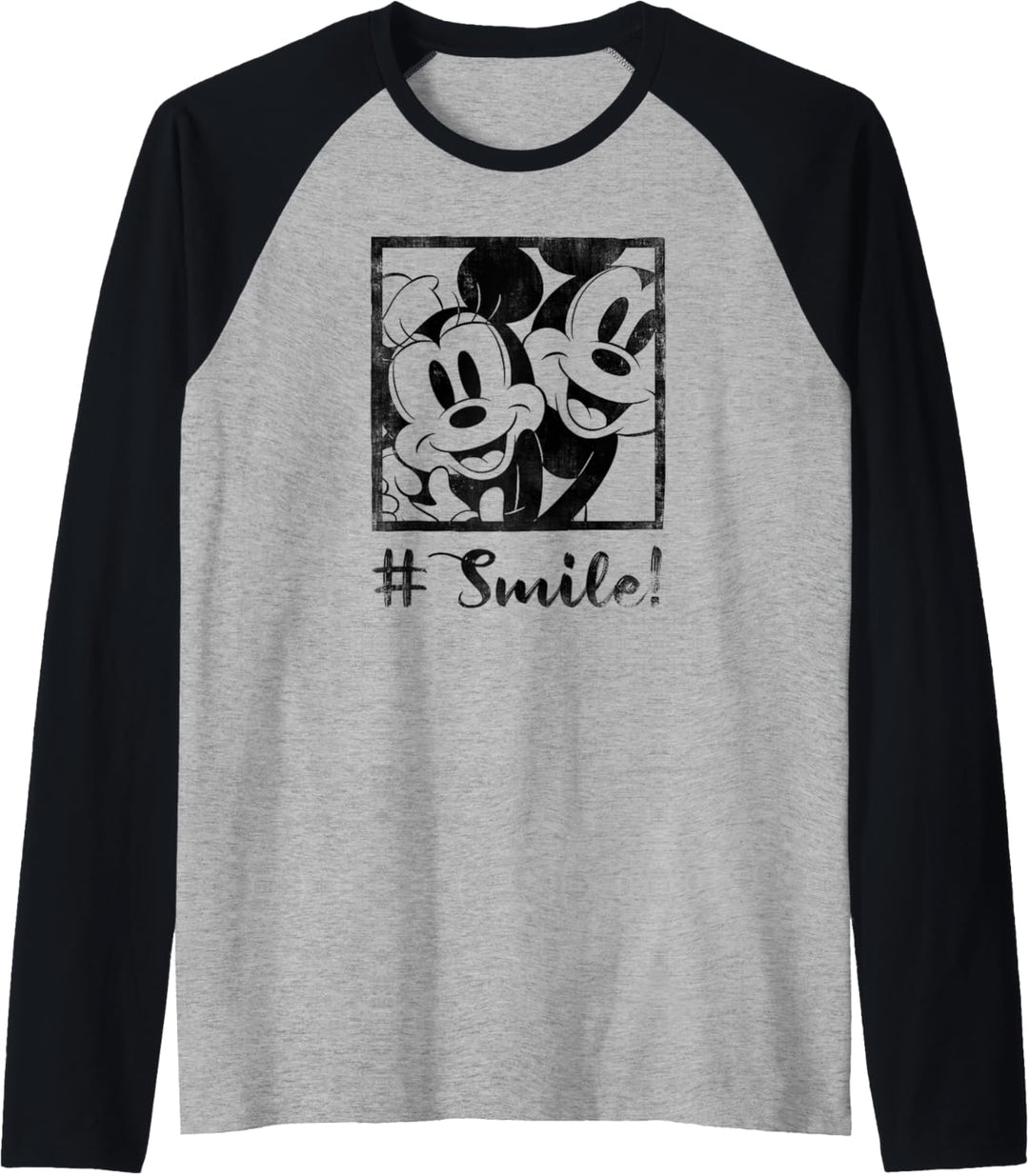 Disney Mickey Mouse Minnie Hashtag Smile Raglan