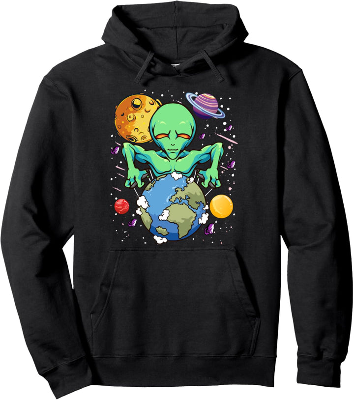 Space Day Alien Puppeteer Shifting Earth Planets Stars SciFi Pullover Hoodie