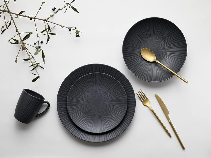 CreaTable, 20537, Serie VESUVIO Black, Geschirrset, Kombiservice 16 teilig