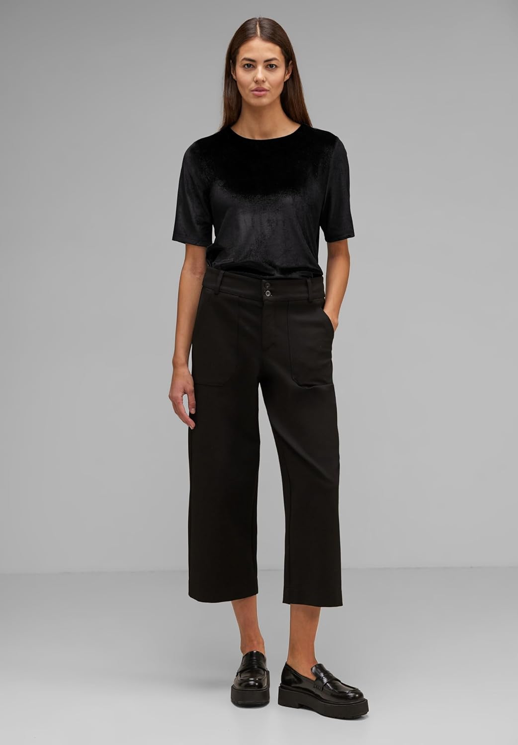 Street One Damen Samtshirt 36 Schwarz, 36 Schwarz