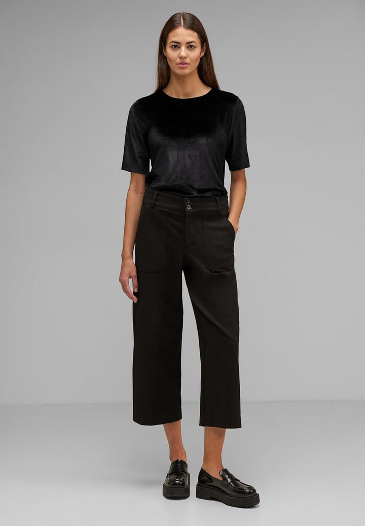 Street One Damen Samtshirt 36 Schwarz, 36 Schwarz