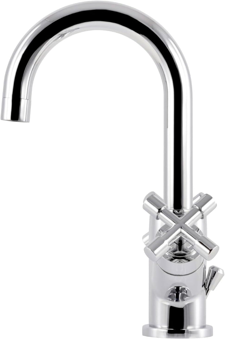 'aquaSu® Waschbeckenarmatur Sydney, Zweigriffmischer mit Wasserspar-Mischdüse, Vintage Waschtischarm