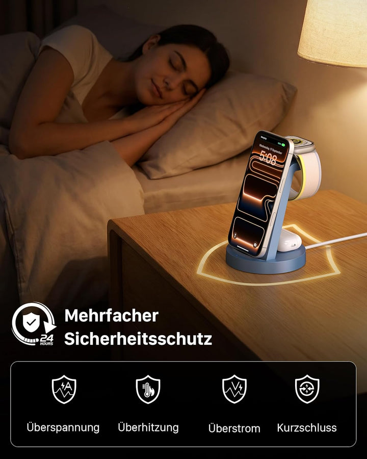3 in 1 iPhone Ladestation Kabelloses Ladegerät für Apple - Wireless Charger für iPhone 16 15 14 13 1