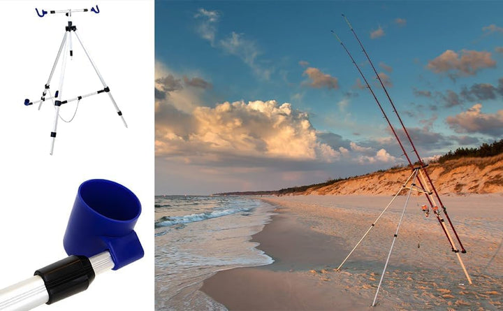 X2 Brandungsrutenhalter Deluxe - Stabiles Aluminium 3-Bein-Beachpod mit Einer Höhe von bis zu 150 cm