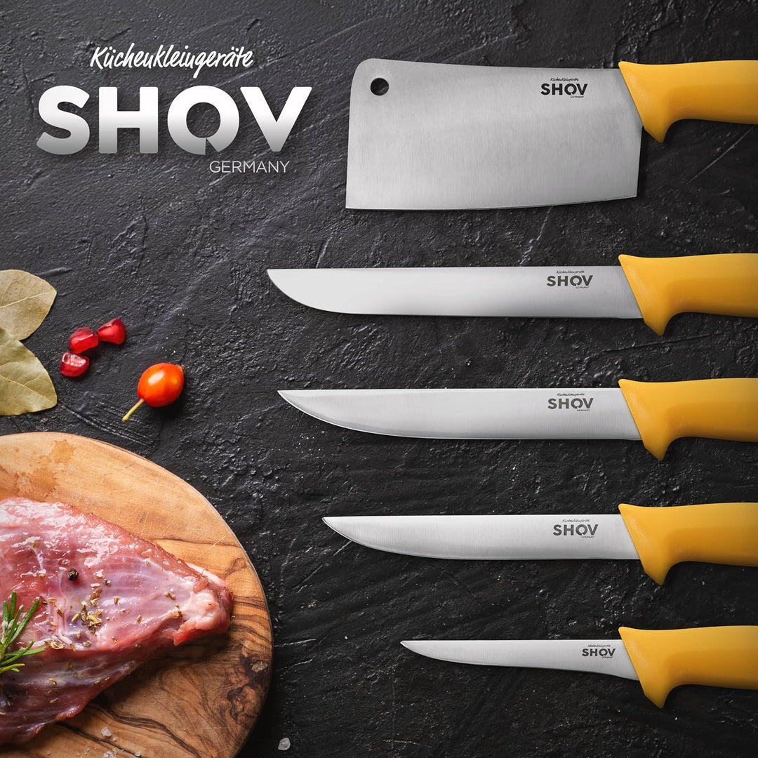 Shov Küchenmesser Set – Premiumqualität | Profi Küchenmesser | Kochmesser Set | Fleischmesser | Ausb