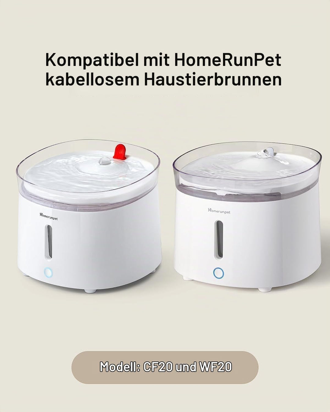 Homerunpet Katzenbrunnen Selbstreinigende Wireless Wasserpumpe Kompatibel mit Modell CF20