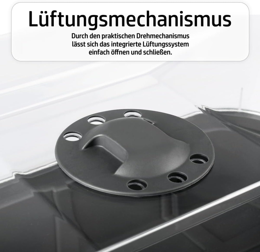 Zimmergewächshaus 56x38x24cm mit verschliessbarer Belüftung sehr stabil Gewächshaus Anzuchthaus (XL)