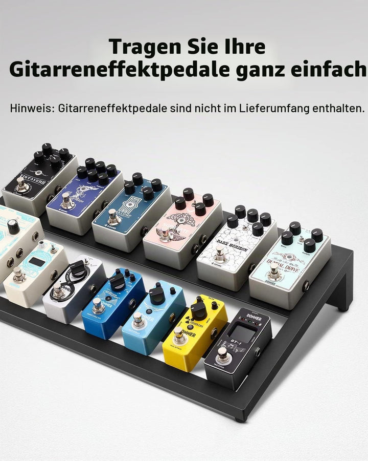 Donner Gitarre Pedal Board Case Aluminium Pedalboard mit Tasche, Gitarren Effektboard, 500 * 290 * 1
