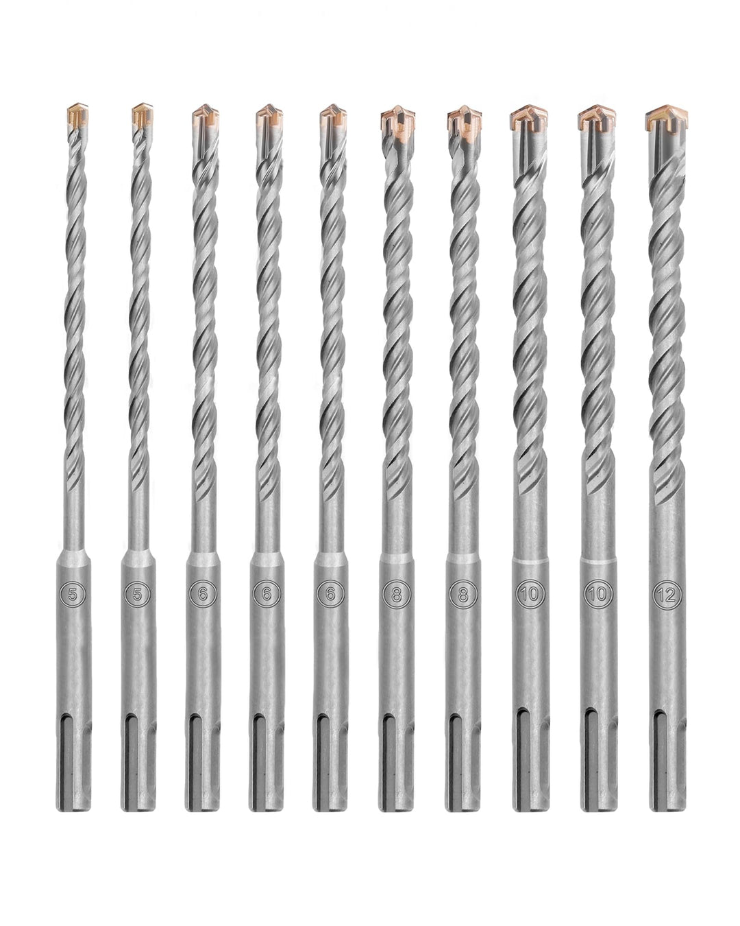 HIGHDRIL Betonbohrer Set- 10-teilig 5-12mm (160mm Länge) Hammer-Bohrer-Set, SDS Plus Bohrer Set für