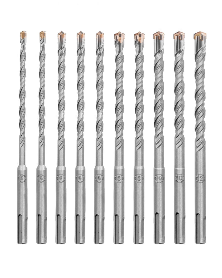 HIGHDRIL Betonbohrer Set- 10-teilig 5-12mm (160mm Länge) Hammer-Bohrer-Set, SDS Plus Bohrer Set für