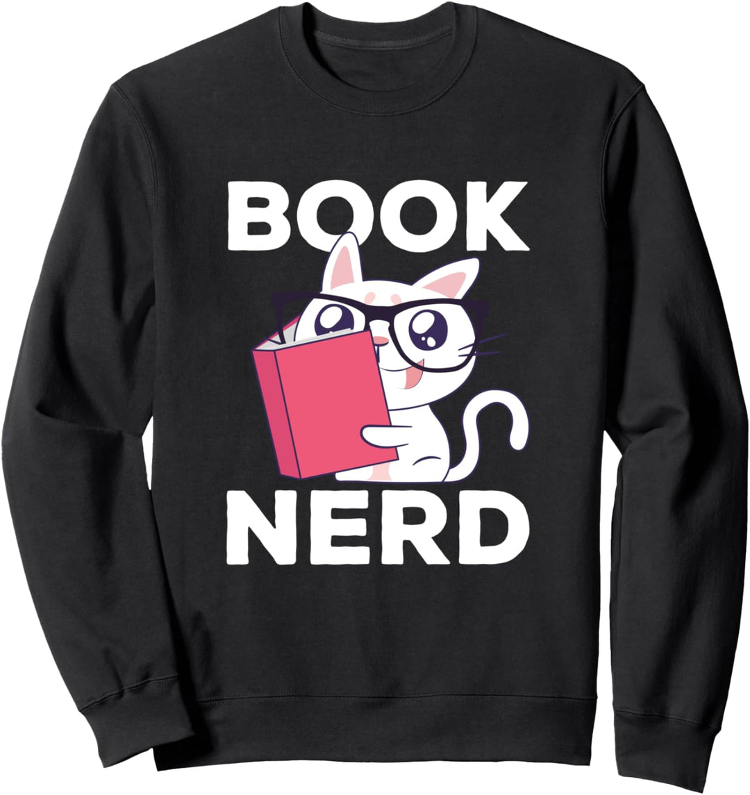 Book Nerd Lustige Katze Mit Brille Liest Buch Bücher Sprüche Sweatshirt