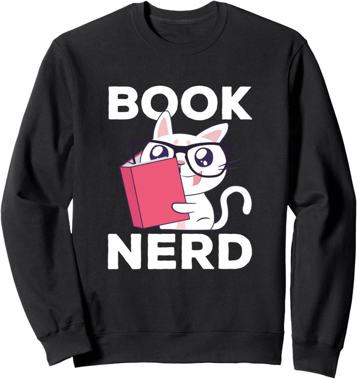 Book Nerd Lustige Katze Mit Brille Liest Buch Bücher Sprüche Sweatshirt