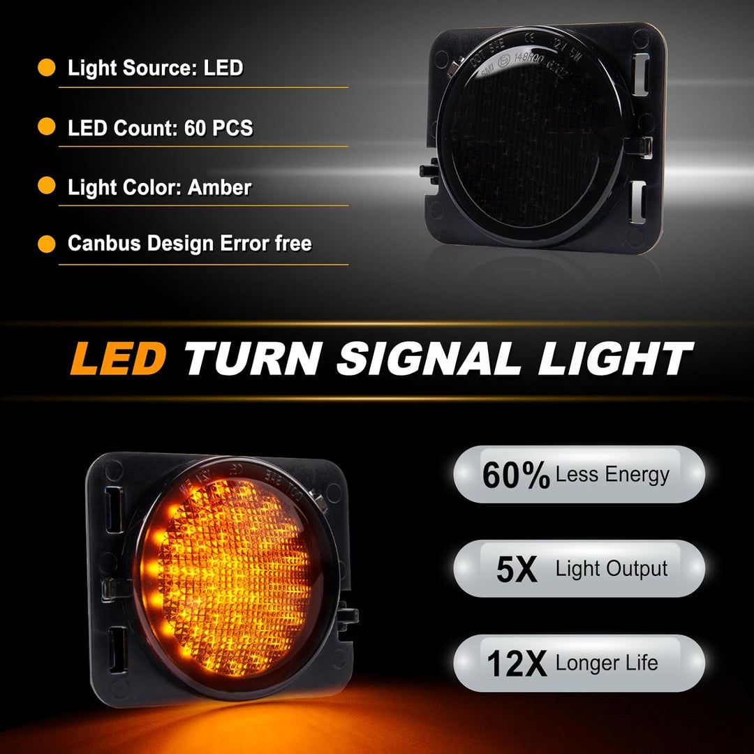 LED Blinker Seitenblinker für Jeep Wrangler JK 2007-2015, Blinker mit Canbus Fehlerfrei,Schwarz, Wra