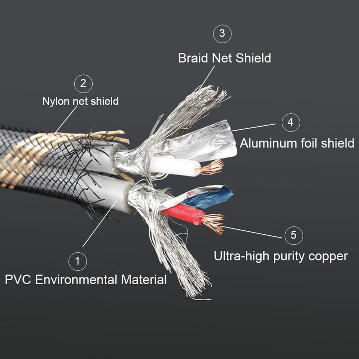 SKW Audiophiles Cinch Audio Kabel, 2 x Cinch zu 2 x Cinch Kabel mit OD 6mm Audiophile Cinch-Kabel (3
