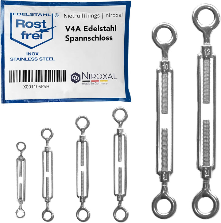 25 Stück Edelstahl Spannschloss mit zwei Ösen rostfrei aus V4A nach DIN 1480 1478 Seil-Spanner Öse-Ö