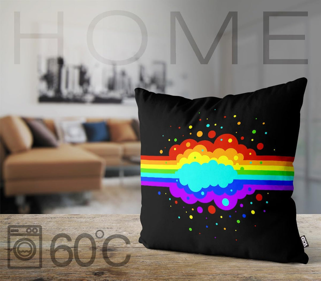 VOID Regenbogen Wolke Pride Kissenbezug Kissenhülle Polyester wasserfest Outdoor Indoor, Kissen Grös