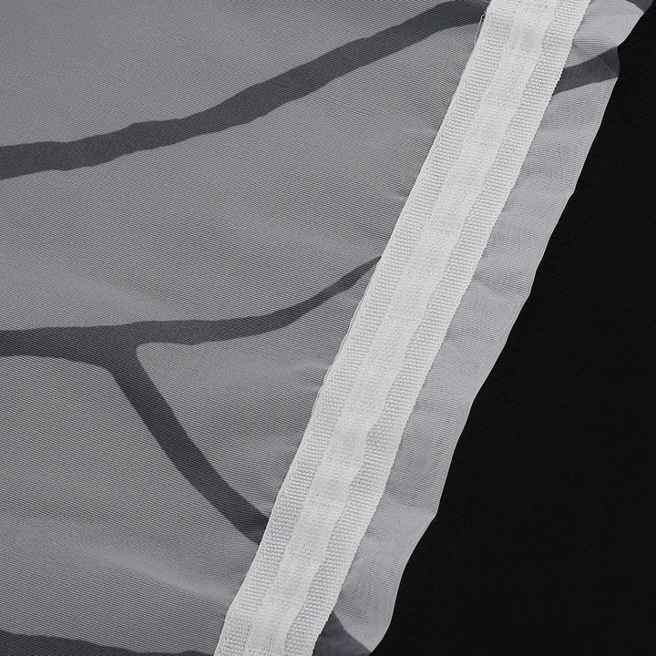 HongYa 1 Stück Transparente Gardine Schal mit Kräuselband Voile Vorhang Fensterschal Äste Muster H/B