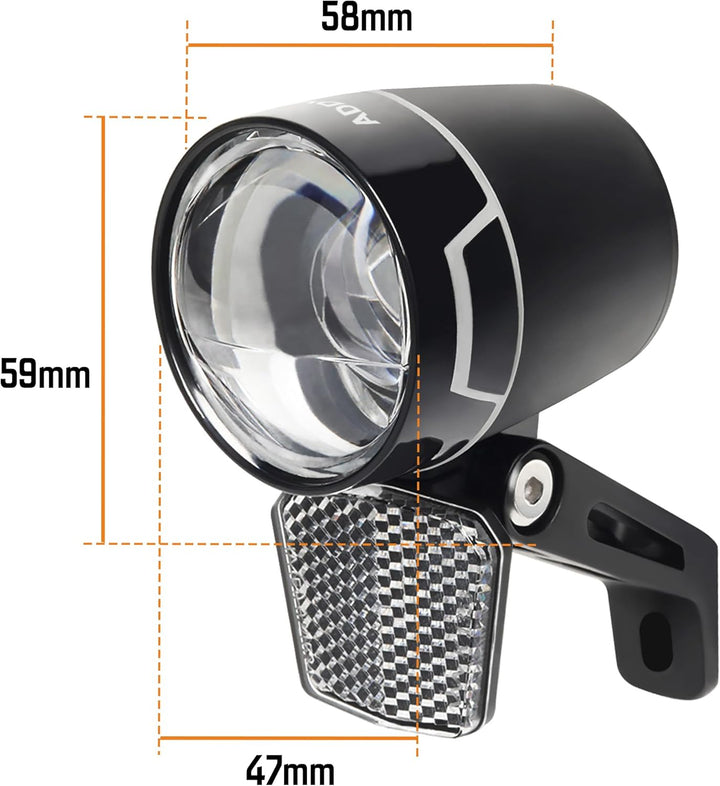 Fahrradlicht 80 Lux Nova M80 – Dynamo Frontlicht mit Tagfahrlicht, Standlicht, Aluminium-Gehäuse, St