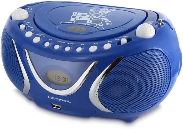 Metronic 477132 Radio CD- MP3 Boombox Square Blau, Blau