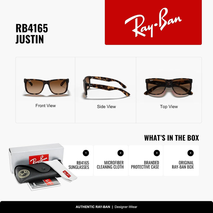 Ray-Ban unisex Justin Sonnenbrille, Rot(Rot/Blau), 51 Large (Herstellergrösse: 55) Braun (Gestell: B