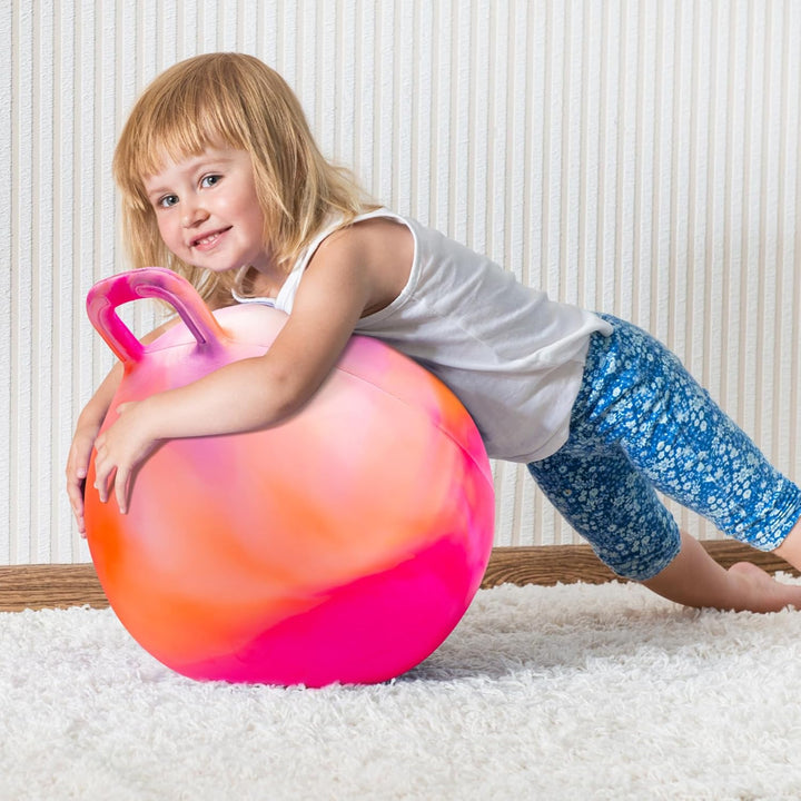 U&C Planet 50 cm Hüpfball Sprungball mit Griff, 100 KG belastbar Space Hopper mit Luftpumpe Spielzeu
