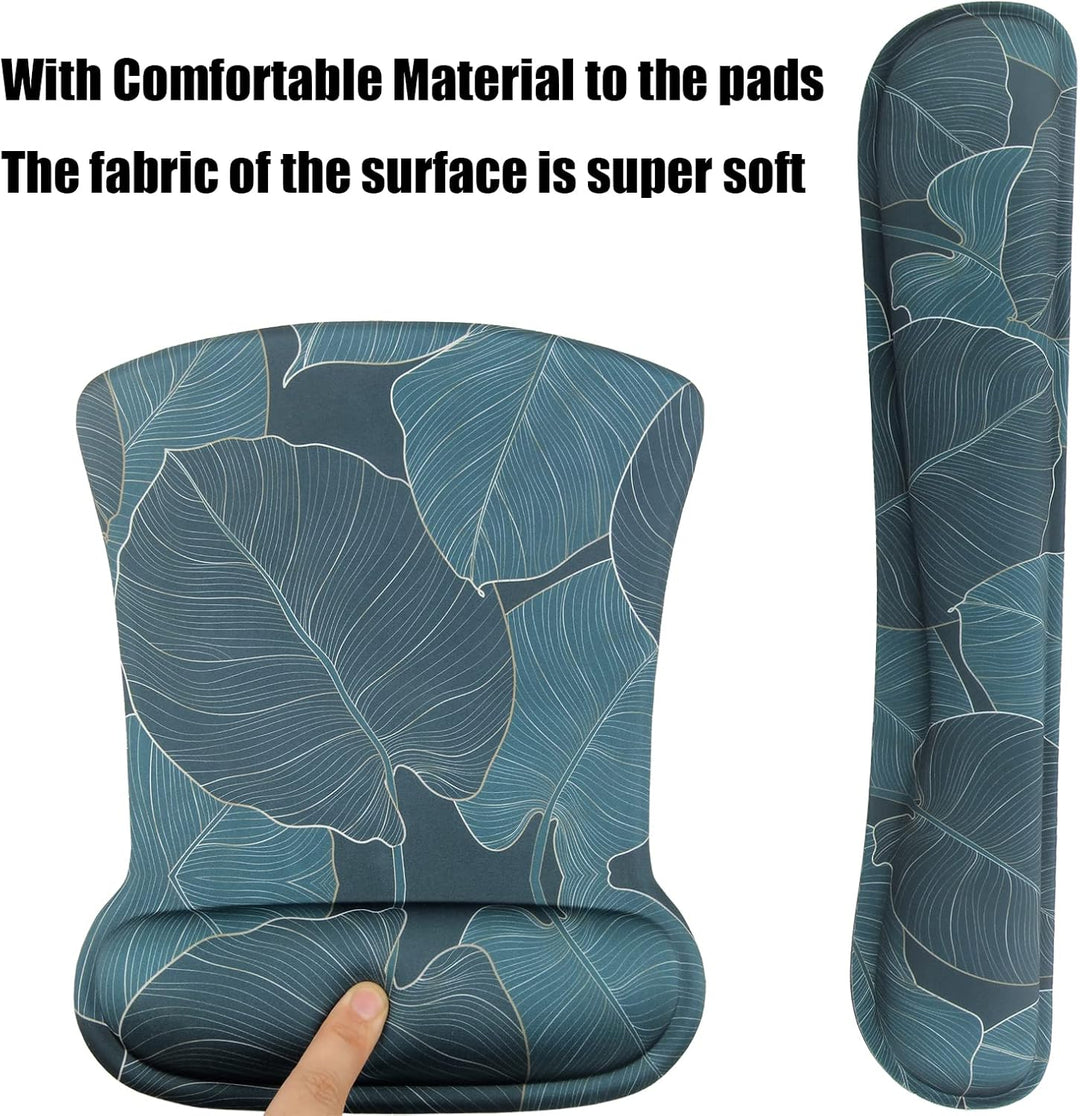 Mauspad mit Handauflage, Mauspad mit Gelkissen und Ergonomische Memory Foam Tastatur Handgelenkaufla