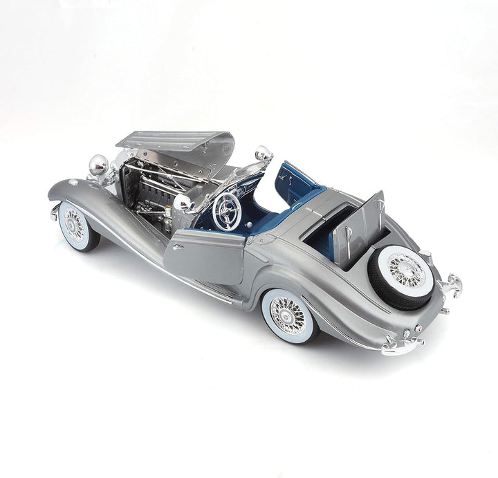Maisto 36862 Mercedes-Benz 500K Modellauto im Massstab 1:18, Rot/Blau/Grau