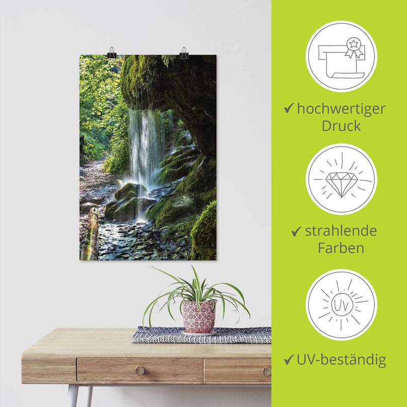 ARTland Poster Kunstdruck Wandposter Bild ohne Rahmen 60x90 cm Hochformat Wald Wasserfall Fluss Urwa