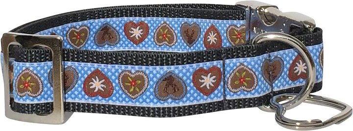 Jimmy und Katz Hundehalsband Alpenliebe Himmelblau auf Dunkelgrau 35-58cm x 2,5cm, Himmelblau