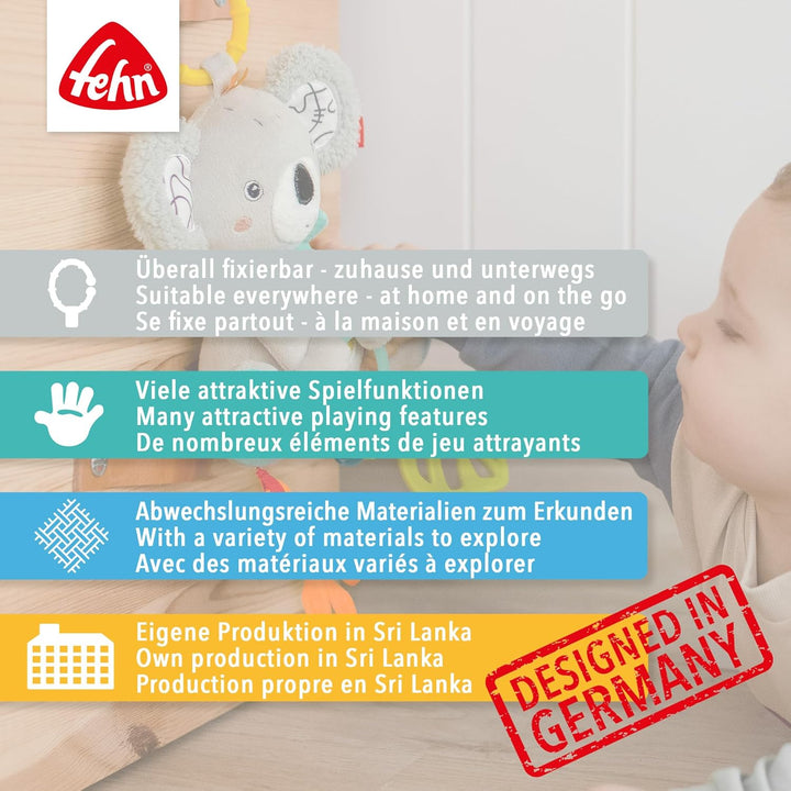 Fehn Activity Spirale Bär fehnNATUR - Kinderwagen Spielzeug zum Fühlen und Greifen - Babyspielzeug f
