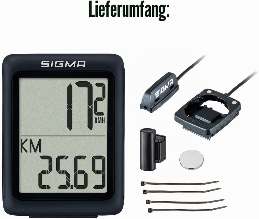 SIGMA SPORT Fahrradcomputer BC 5.0 WR - Einheitsgrösse Bundle mit Mini Fahrradglocke, schwarz, Einhe