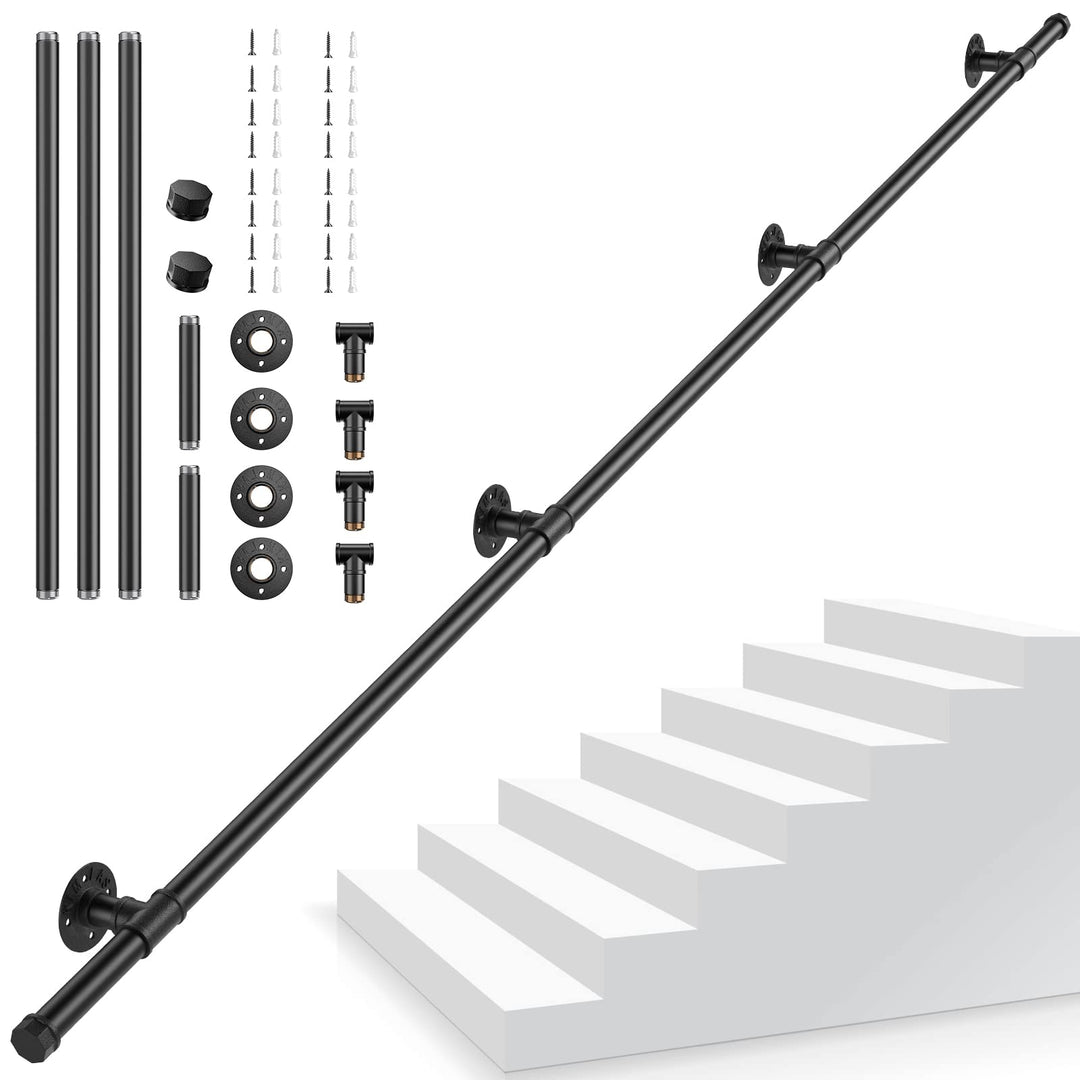 Handlauf für Treppen, Aomdom Handlauf Treppengeländer Innen und Aussen, Handlauf Schwarz mit Rutschf
