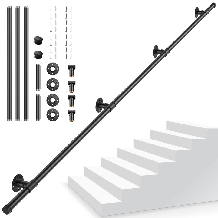 Handlauf für Treppen, Aomdom Handlauf Treppengeländer Innen und Aussen, Handlauf Schwarz mit Rutschf