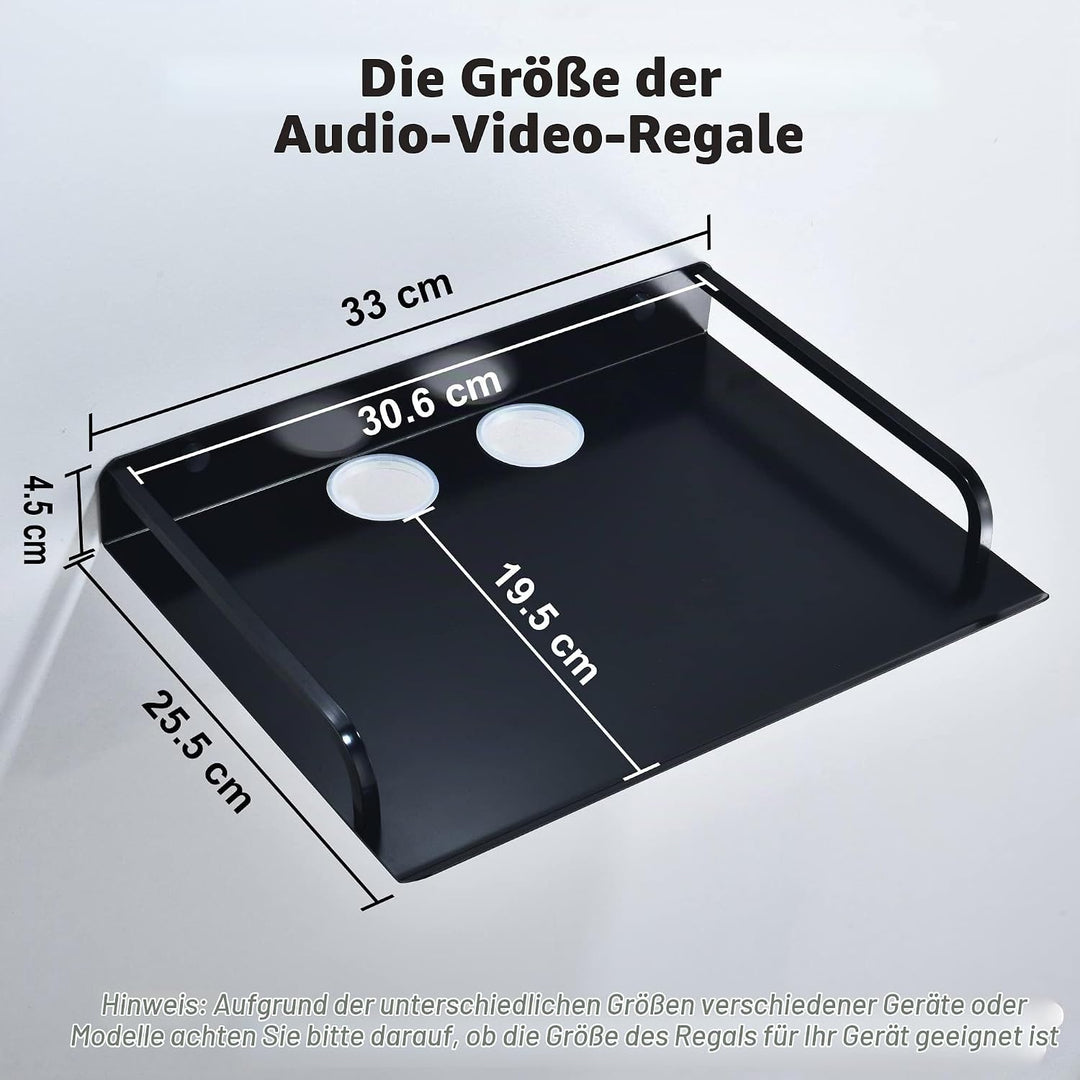 Beamer Wandhalterung, Multimedia Regal Wandregal Schwarz für TV Box, Router, Apple Tv 4k, Receiver,