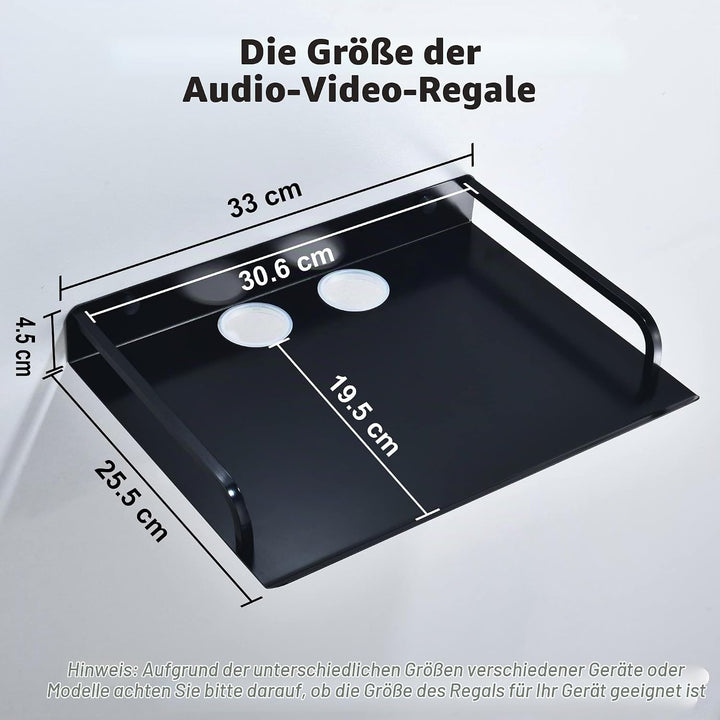 Beamer Wandhalterung, Multimedia Regal Wandregal Schwarz für TV Box, Router, Apple Tv 4k, Receiver,