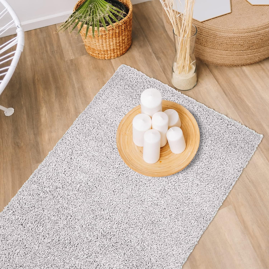 payé Teppich Wohnzimmer Hochflor - Grau -150x150cm - Weich Langflor Shaggy Schlafzimmer Bettvorleger