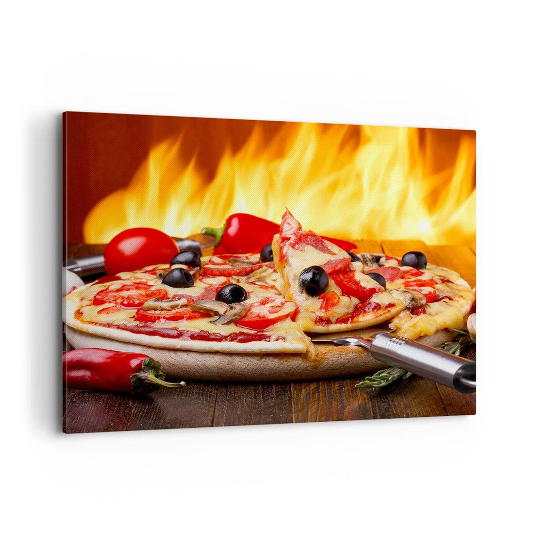Bilder auf Leinwand 100x70cm Leinwandbild Kuchen Backen Pizza Käse Gross Wanddeko Bild Schlafzimmer