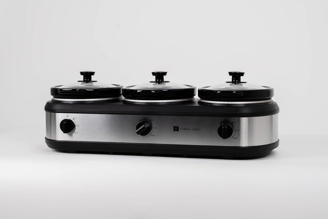 FRIGIDAIRE ESC3105-SS Triple Slow Cooker Buffet-Server, Edelstahl, 3 x 2,5 QT
