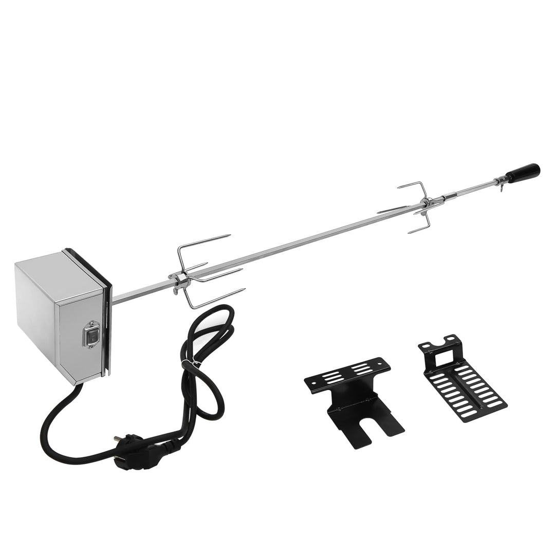 Grillspiess Set, 107cm Drehspiess mit 2X Fleischnadeln, Grillspiess mit Edelstahl Motor, 220V - 240V