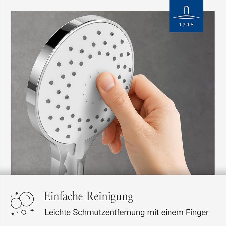 Villeroy & Boch Universal Showers Duschkopf, edle Handbrause mit 3 Strahlarten & EasyClean, Wassersp
