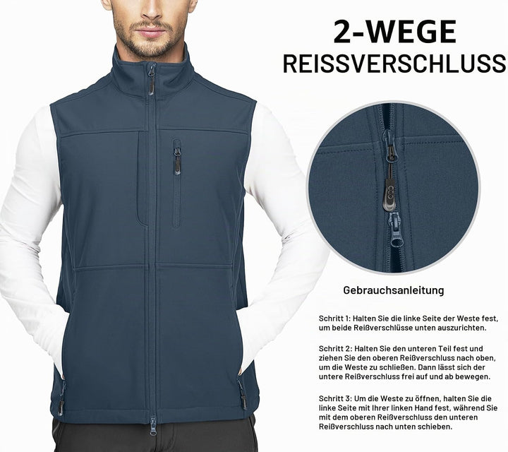 33,000ft Weste Herren Outdoor Wasserdichte Softshell Ärmellose Jacke Bodywarmer Fleece Weste Full Zi